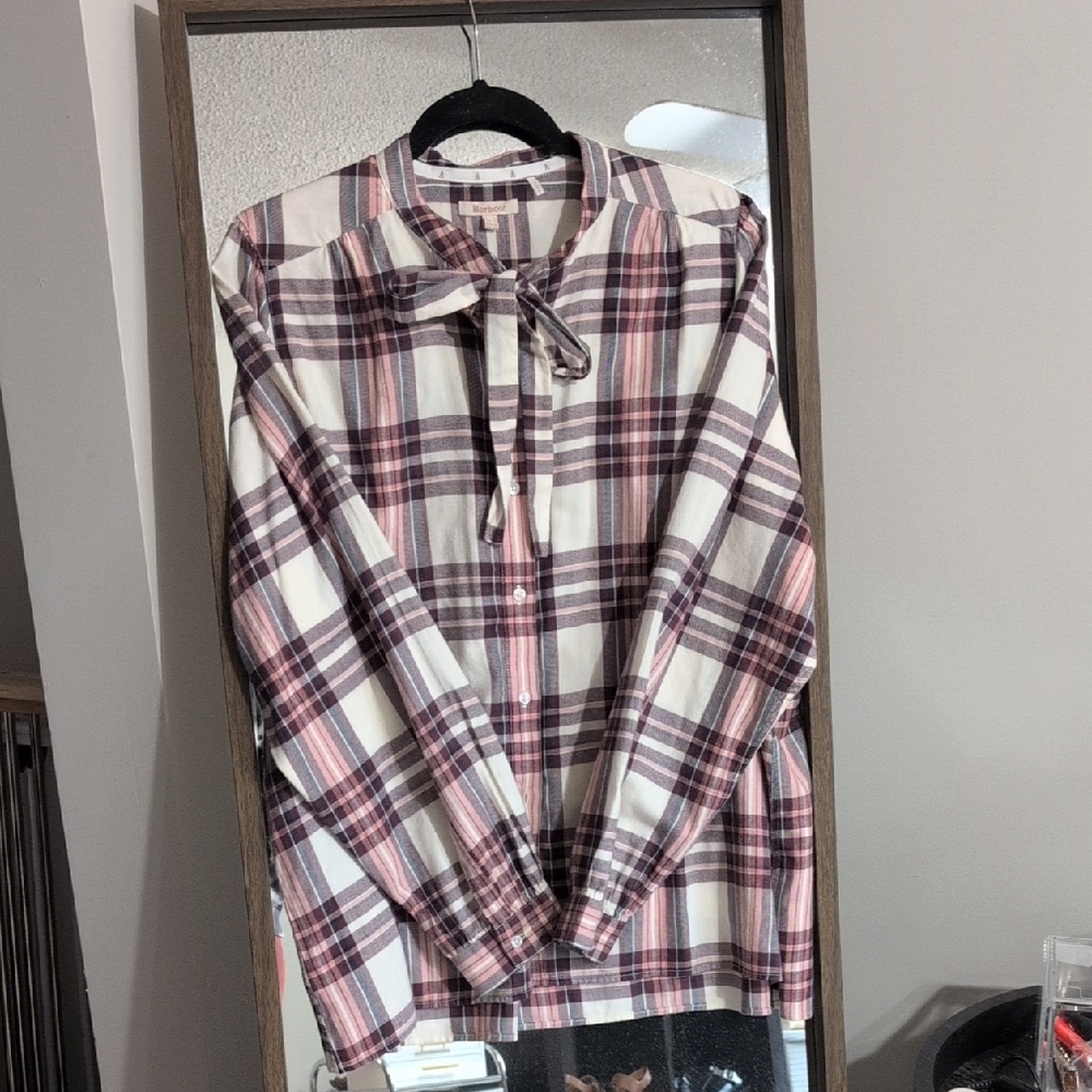 Barbour Plaid Shirt in Burgundy and White
